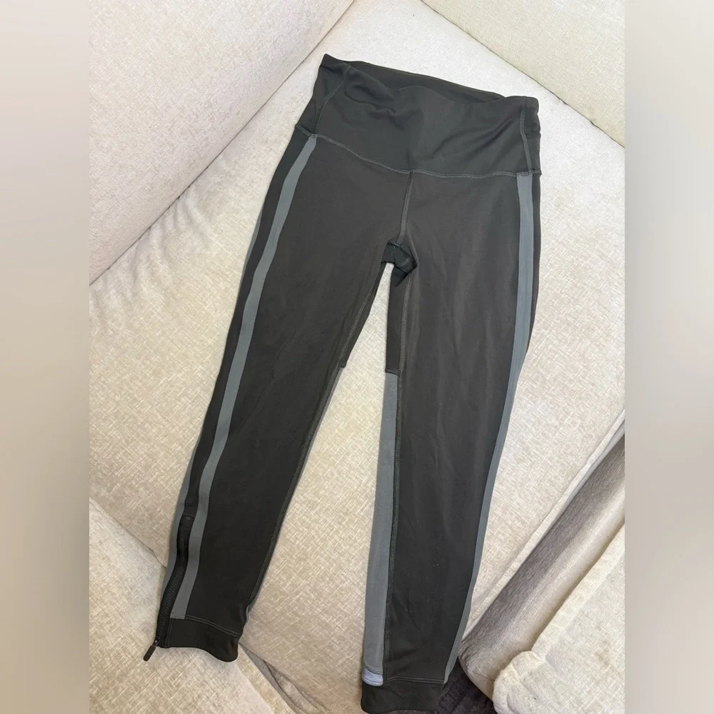 lululemon athletica Olive Green & Sheer Zip Leggings